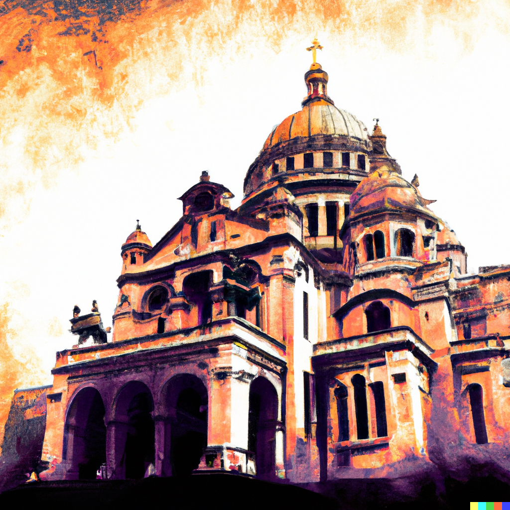 Cathedrale Saint Alexandre Nevsky In Paris, Digital Art Using Warm Colors